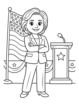 Free printable Smiling Stateswoman At The Podium coloring page