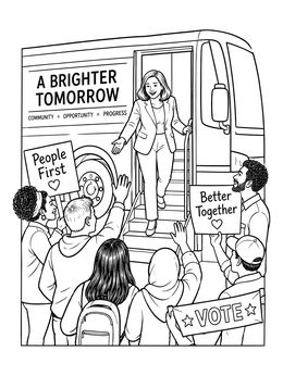 Free printable Stateswoman Greeting Campaign Crowd coloring page