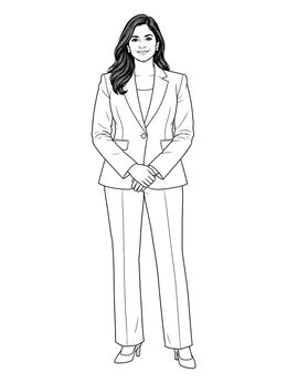 A poised leader in this hillary clinton coloring page featuring a tailored suit.