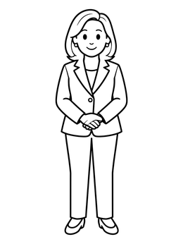 Free printable Confident Stateswoman In Classic Pantsuit coloring page