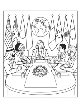 Free printable Stateswoman At International Summit Conference coloring page