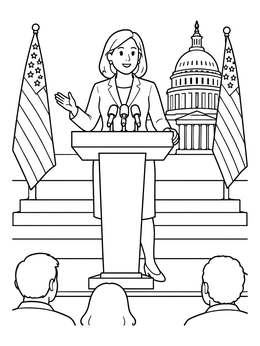 Free printable Stateswoman Speaking At The Capitol Podium coloring page