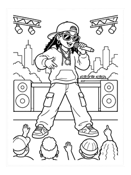 Free printable Hip Hop Singer On Stage coloring page