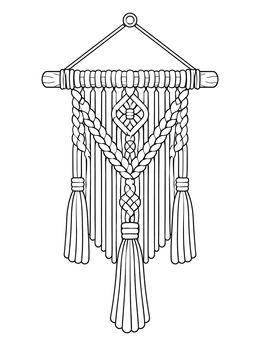Free printable Boho Macrame Wall Hanging Art coloring page