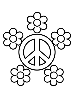 Free printable Peace Sign With Daisy Flowers coloring page