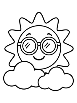 Free printable Retro Sun With Round Sunglasses coloring page