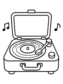 Free printable Vintage Suitcase Record Player coloring page