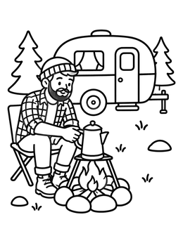 Free printable Campfire Coffee By Retro Camper coloring page