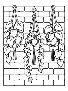 Free printable Hanging Plants On Brick Wall coloring page