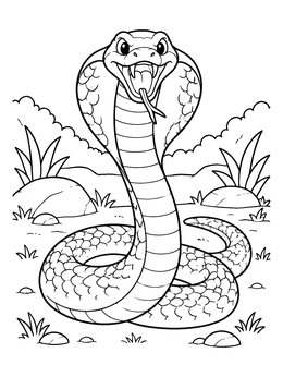 Free printable Hissing King Cobra With Open Hood coloring page