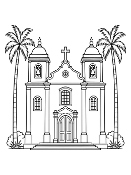 Free printable Historic Angolan Colonial Church coloring page