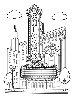 Free printable Historic Chicago Theatre Marquee Sign coloring page
