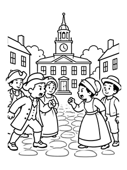 Free printable Historic Debate In Colonial Boston coloring page