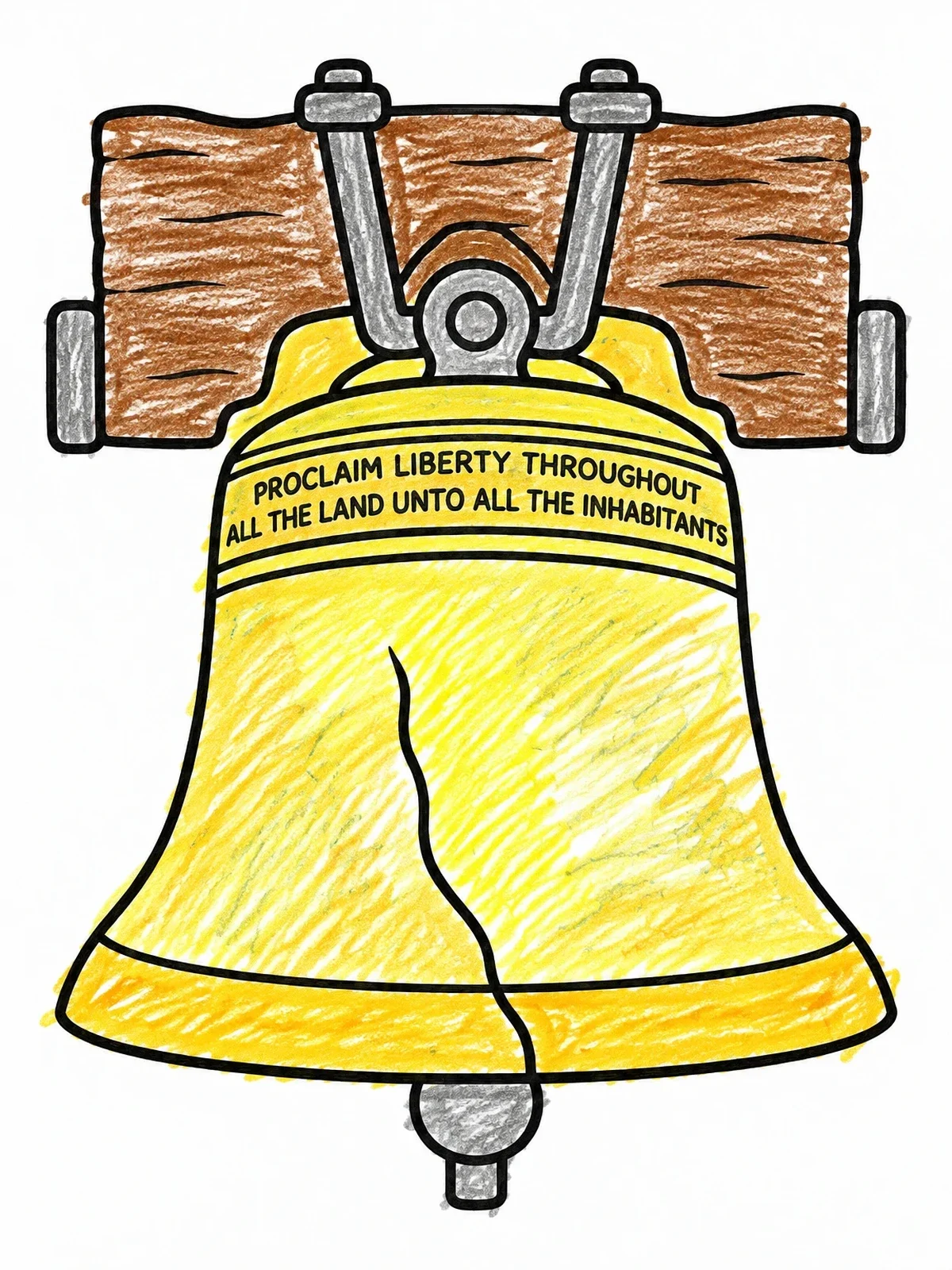 Colored example of the Historic Liberty Bell With Inscription coloring page