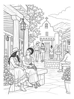 Free printable Historic Town Plaza In New Mexico coloring page