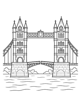 Free printable Historic Twin Tower Drawbridge coloring page