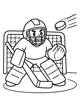 Free printable Hockey Goalie Defending The Net coloring page