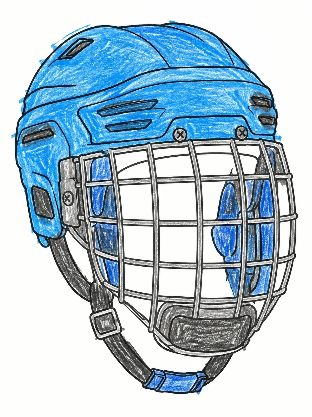 Colored example of the Hockey Helmet With Wire Cage coloring page