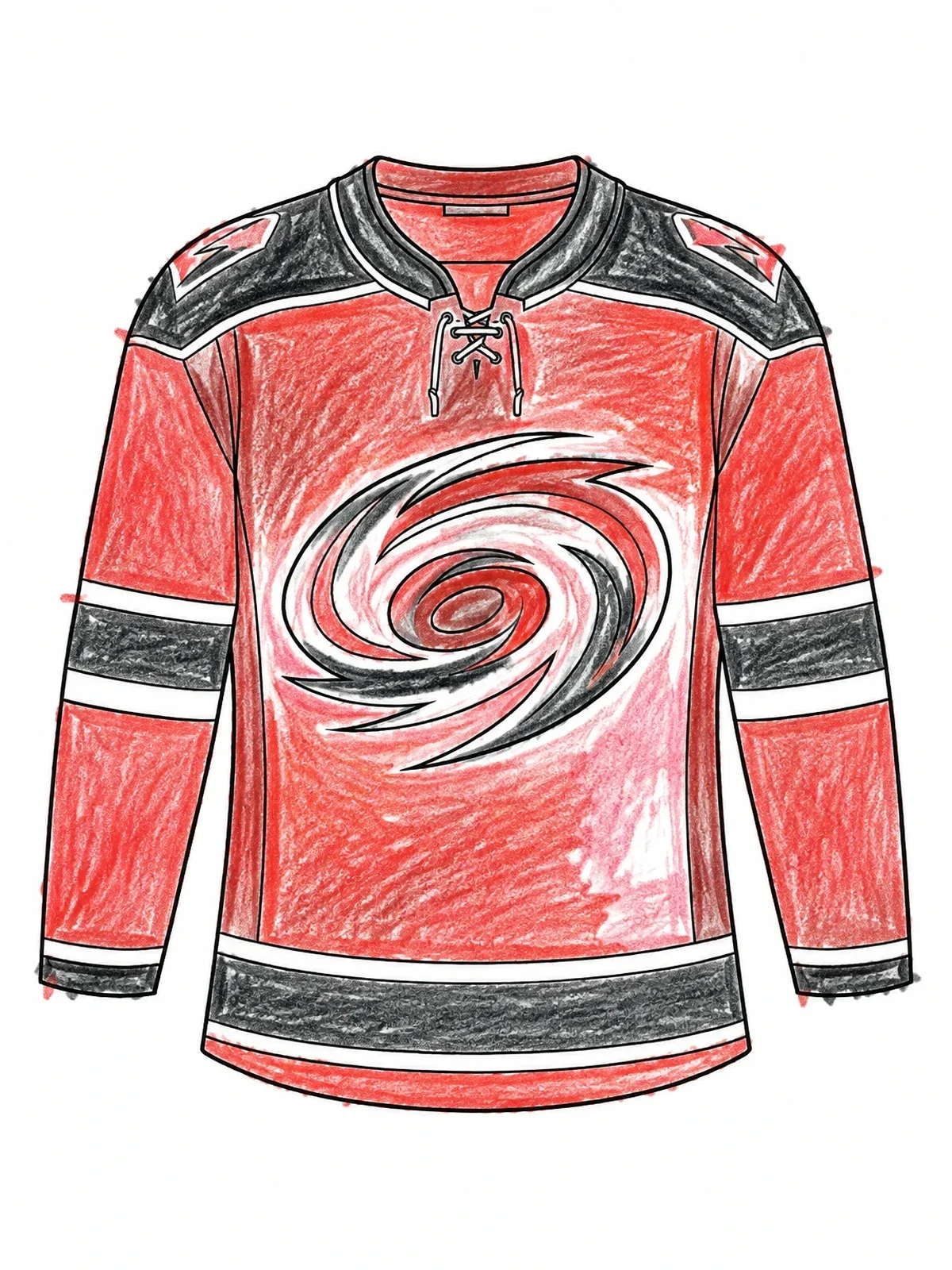 Colored example of the Hockey Jersey With Hurricane Crest coloring page