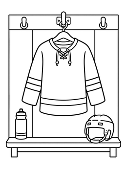 Free printable Hockey Jersey In Locker Room coloring page