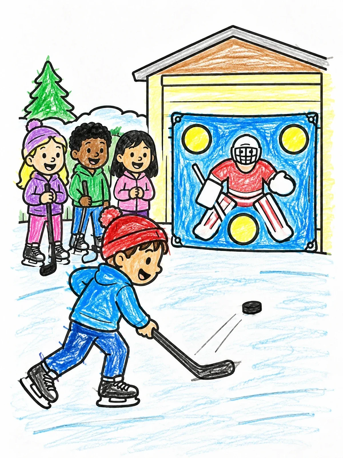 Colored example of the Hockey Practice In The Driveway coloring page