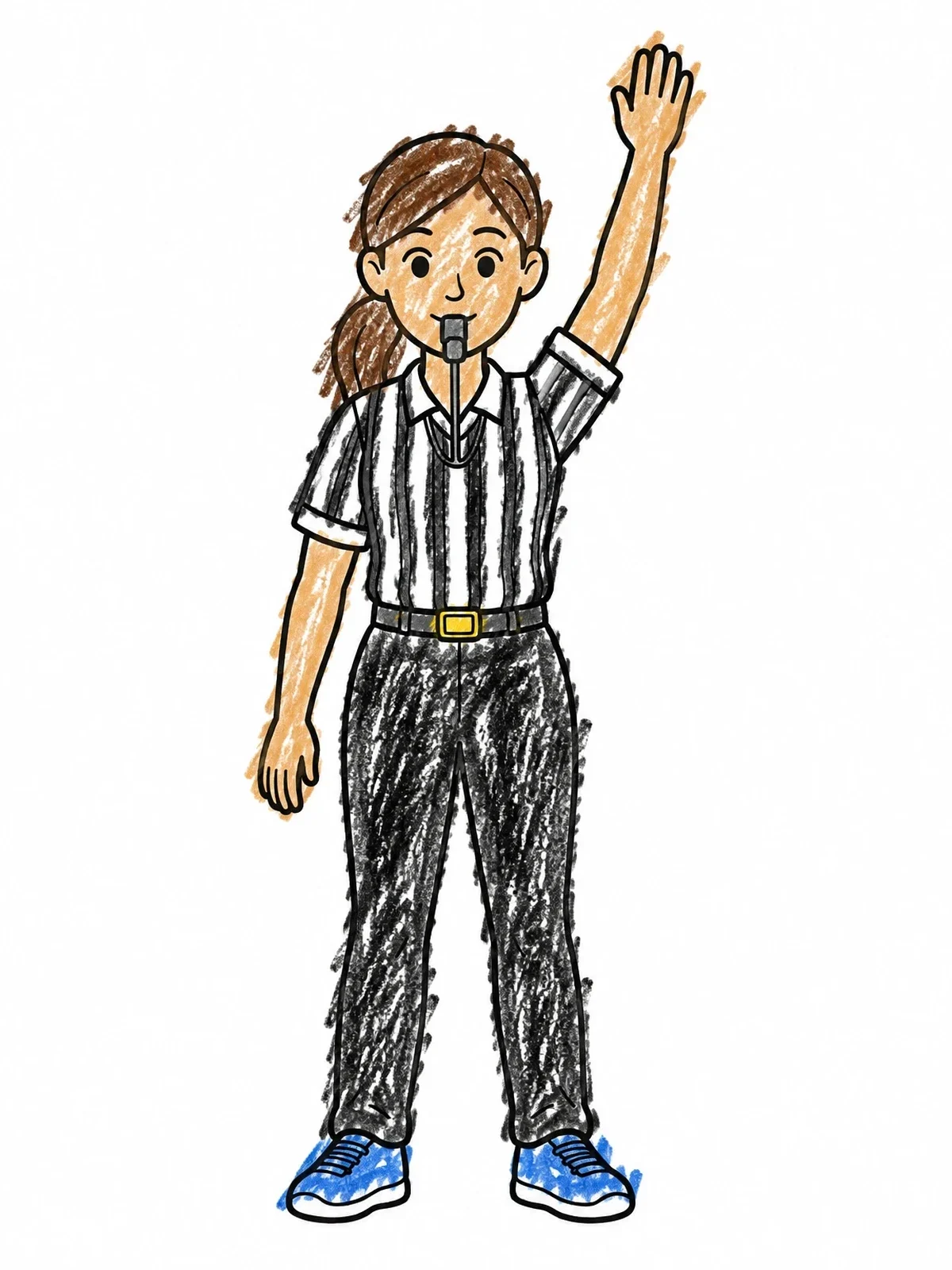 Colored example of the Friendly Ice Hockey Referee Signaling coloring page
