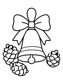 Free printable Holiday Bell With Bow And Pinecones coloring page