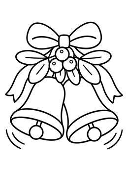 Free printable Holiday Bells With Bow And Berries coloring page