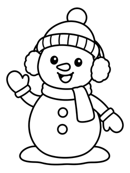 Free printable Cheerful Waving Snowman With Beanie coloring page