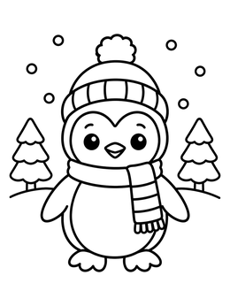 Free printable Cute Winter Penguin With Scarf coloring page