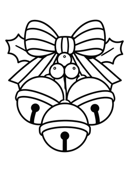 Free printable Holiday Jingle Bells With Ribbon coloring page