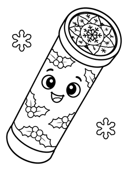 Free printable Cute Holiday Kaleidoscope With Snowflake Lens coloring page