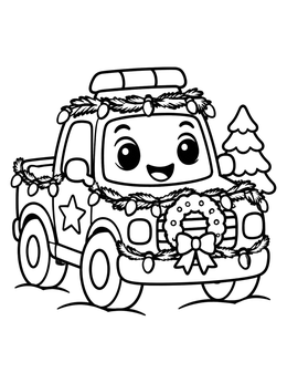 Free printable Festive Holiday Police Truck coloring page