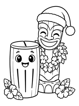 Free printable Festive Tiki Statue With Drum coloring page