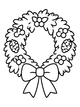 Free printable Holiday Wreath With Big Christmas Bow coloring page
