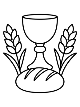Free printable Communion Chalice, Bread And Wheat coloring page