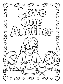 Free printable Jesus Breaking Bread With Children coloring page