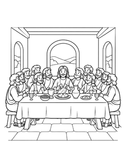 Free printable The Last Supper With Disciples coloring page