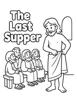 Free printable Jesus Washing Disciples Feet Preparation coloring page