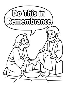 Free printable Jesus Washing Peter's Feet coloring page