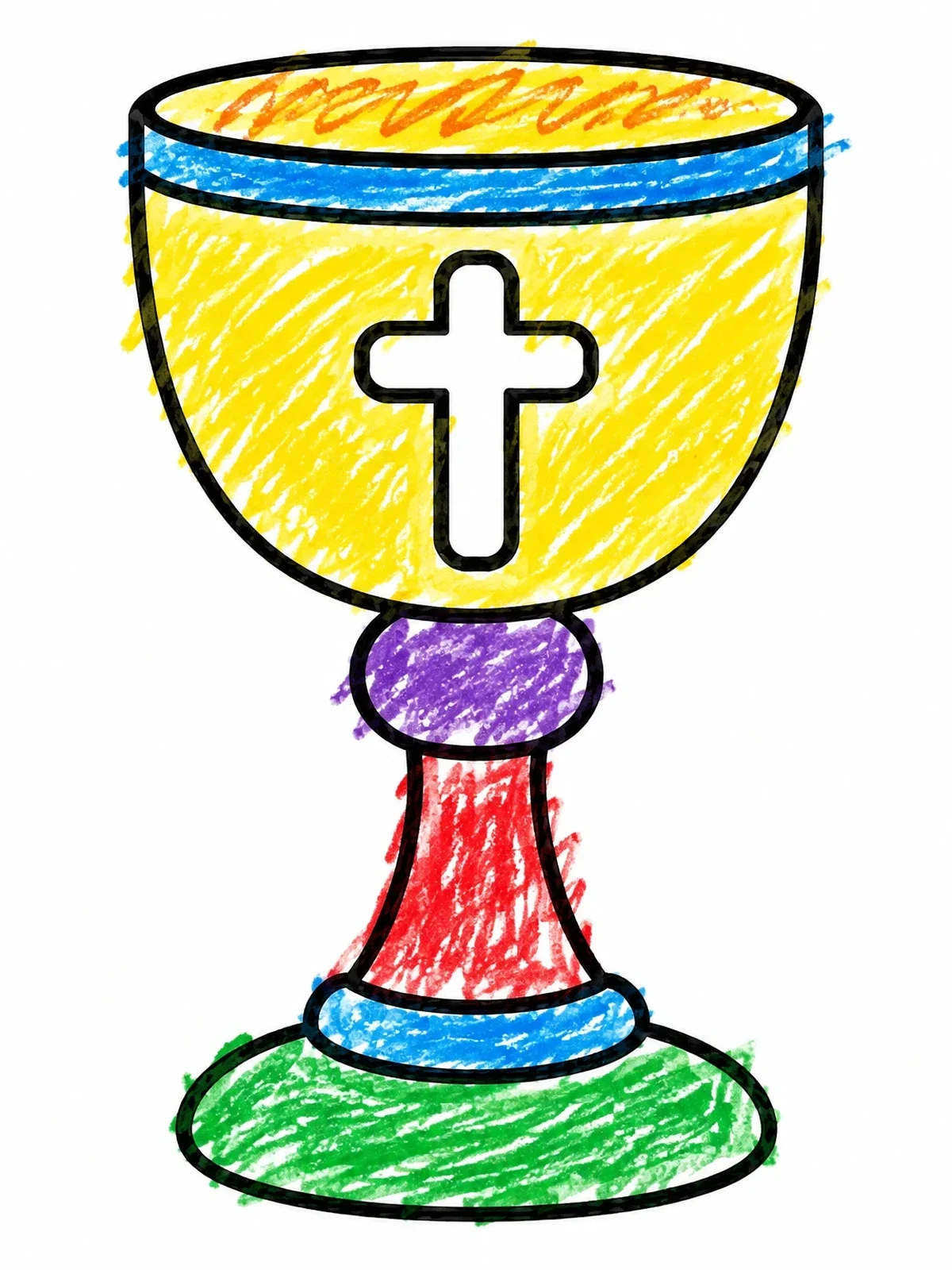 Colored example of the Simple Communion Chalice With Cross coloring page