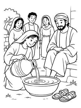 Free printable Washing Of The Feet On Holy Thursday coloring page