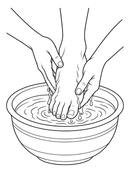 Free printable Washing Of The Feet Ritual coloring page