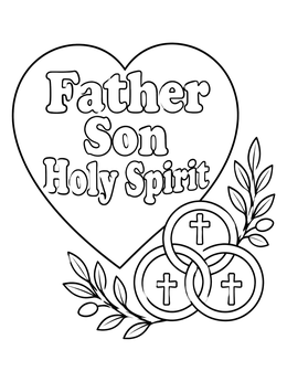 Free printable Holy Trinity Heart And Rings coloring page