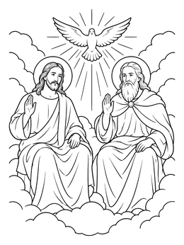 Free printable Holy Trinity In The Clouds coloring page