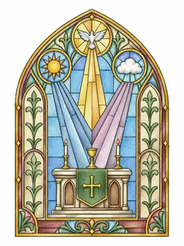 Holy Trinity Stained Glass Window – Trinity Sunday Coloring Page