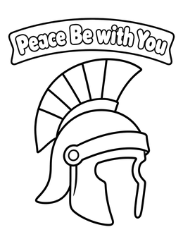 Free printable Roman Centurion Helmet With Peace Banner coloring page