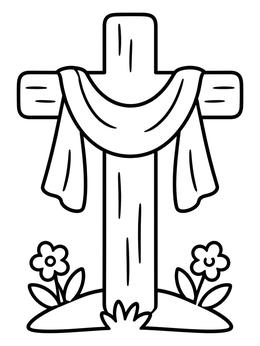 Free printable Easter Cross With Draped Cloth coloring page