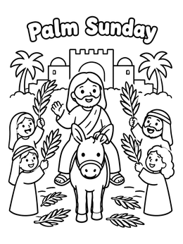 Free printable Palm Sunday Jesus On Donkey coloring page