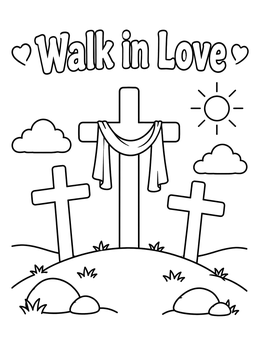 Free printable Three Hill Crosses Walk In Love coloring page
